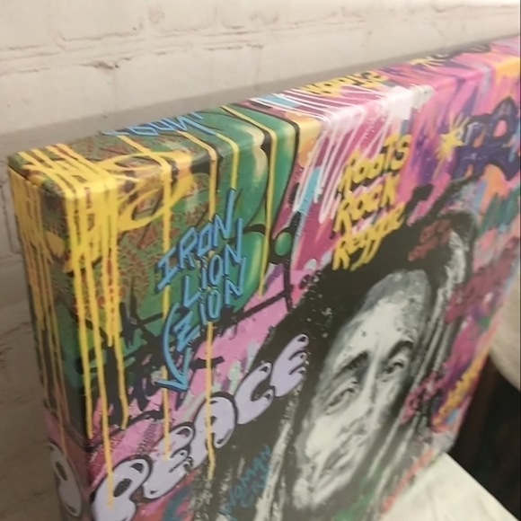 Bob Marley Colourful Digital Urban Art Print Framed On Canvas 20 X 20" - Picture 5 of 6